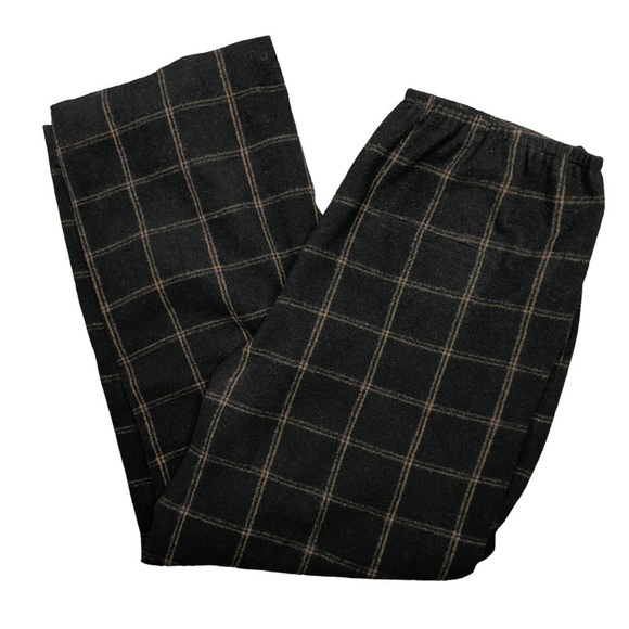 Vince Flannel Plaid Wide Leg Pants black brown wool cashmere blend super soft 16 - Picture 4 of 12